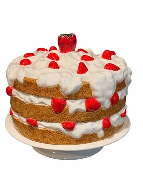 Vintage Strawberry Layer Party Cake Stand Cover- Decoration - White and Red
